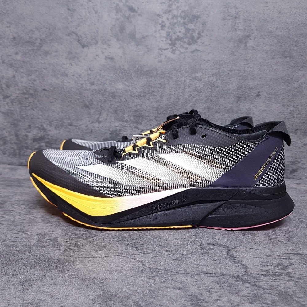 ADIDAS Adizero Boston 12 M Running Shoes Mens Size 8 Black Yellow IF9212